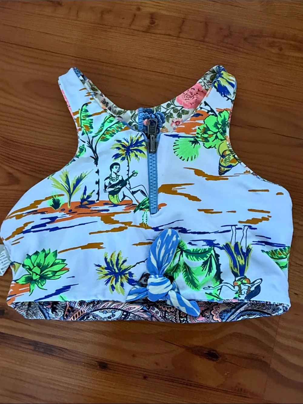 Zella Girls' Purple and Blue Floral Mixed-Print Swim Bikini Set